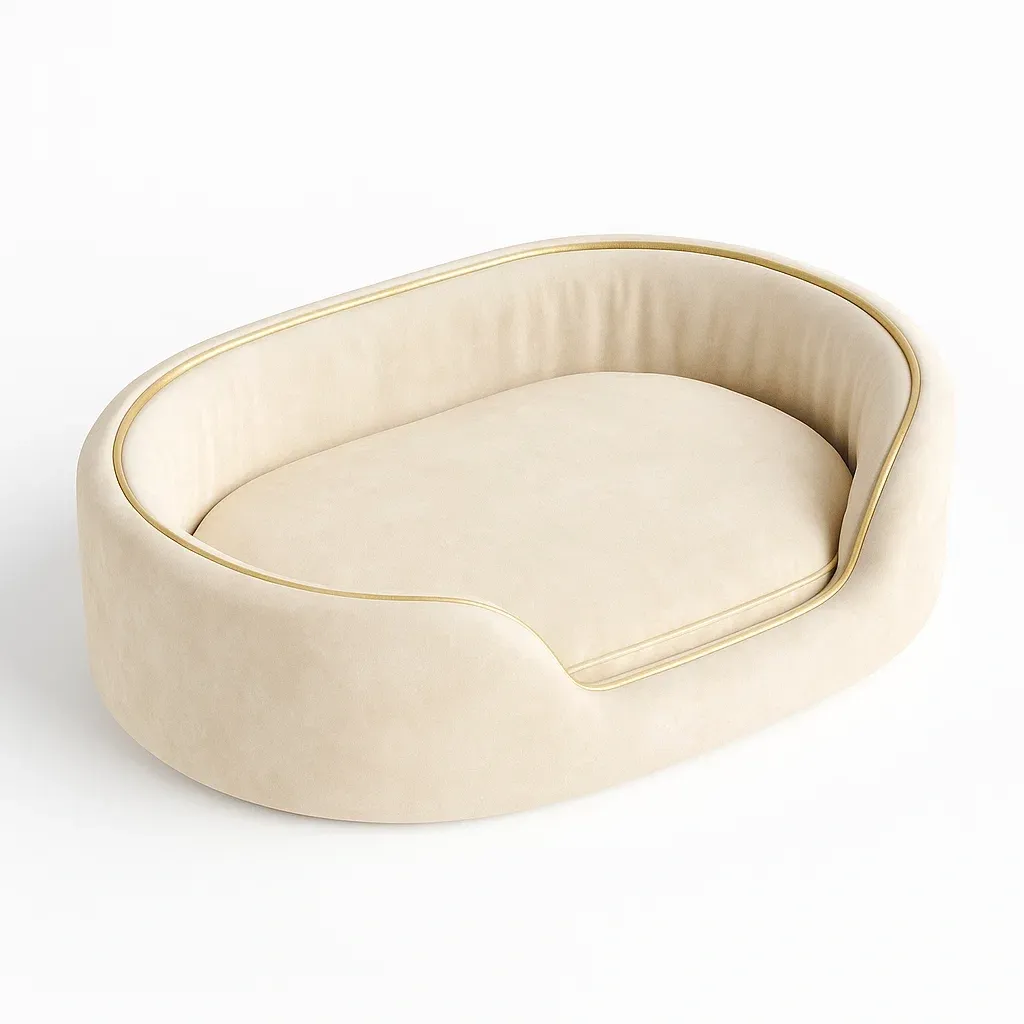 Panier pour chien en similicuir beige 85×70×30 cm