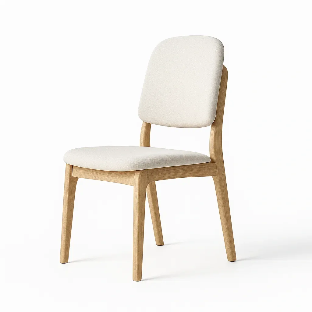 Chaise de salle à manger en bois avec revêtement en tissu beige 45×52×85 cm