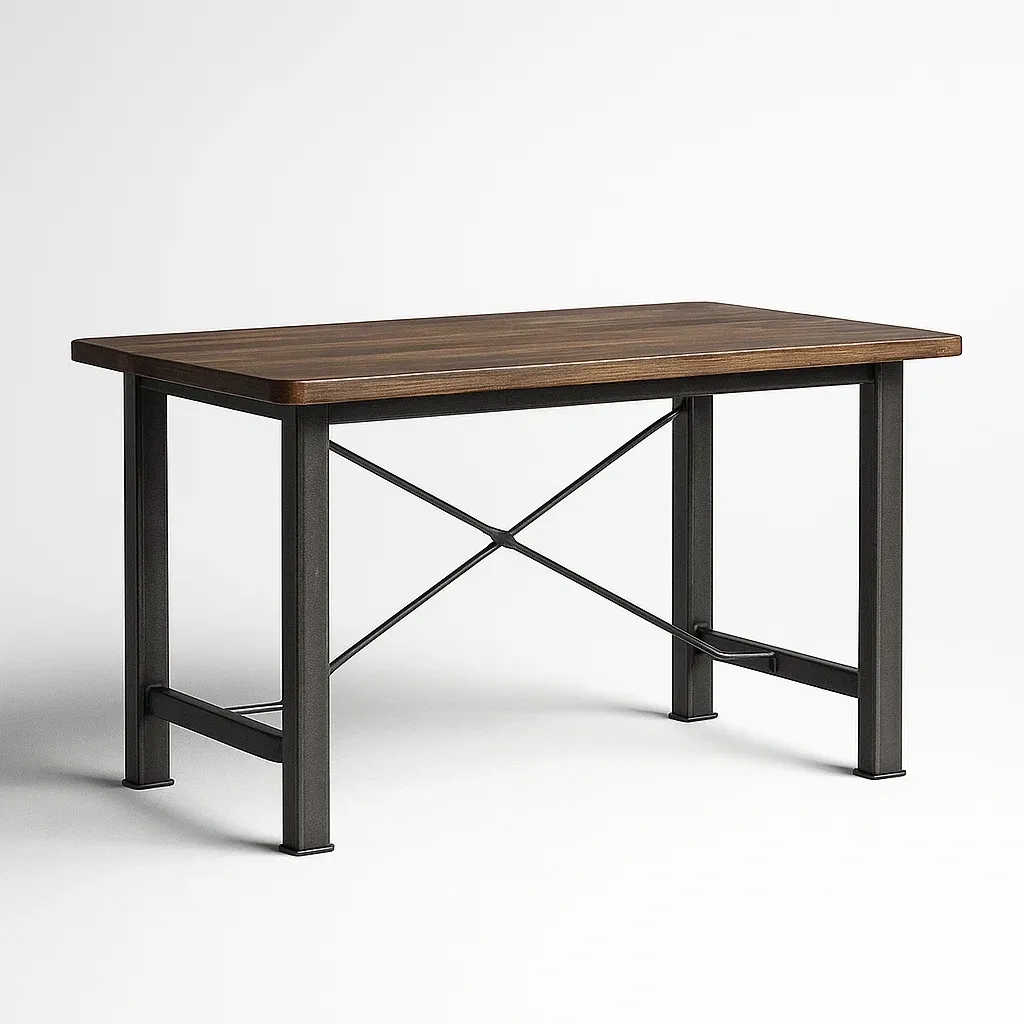 Table de salle à manger rectangulaire en bois et métal 120×60×75 cm