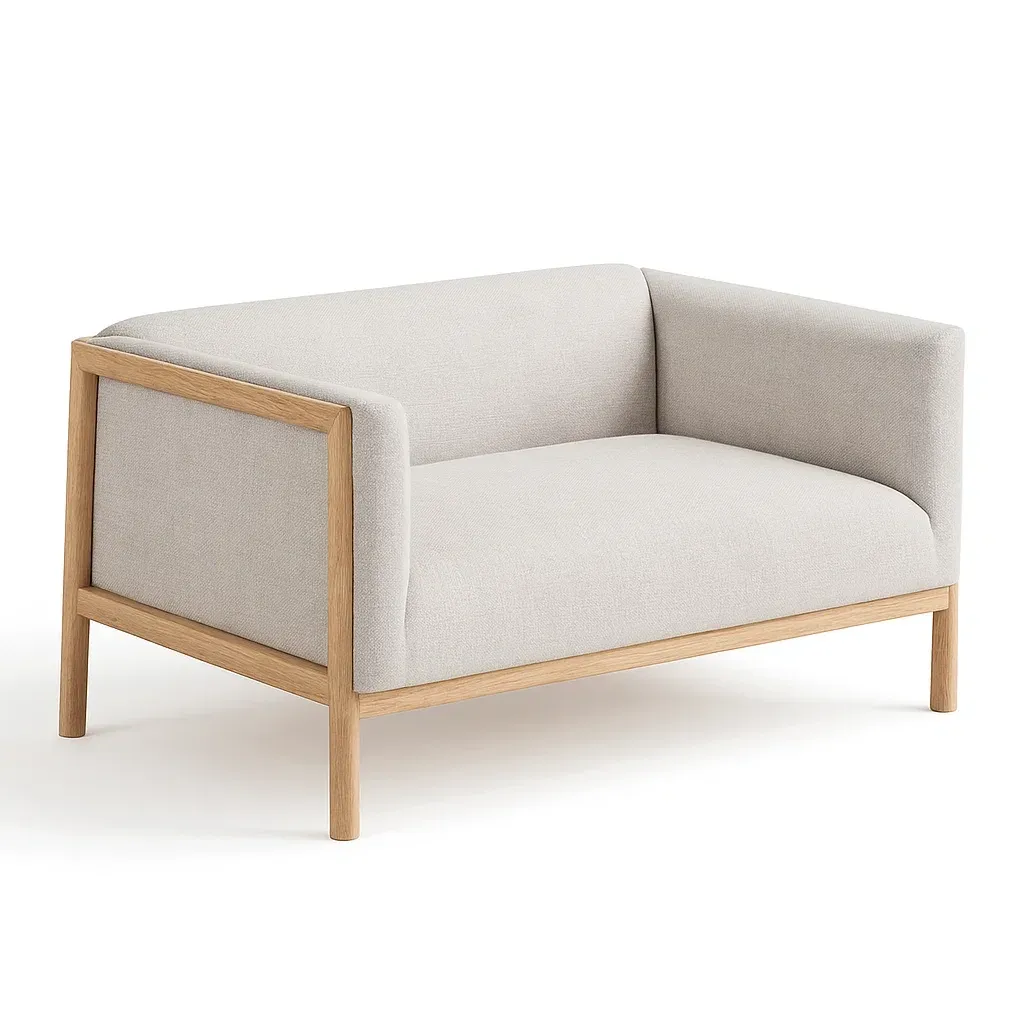 Canapé deux places en tissu chêne clair
