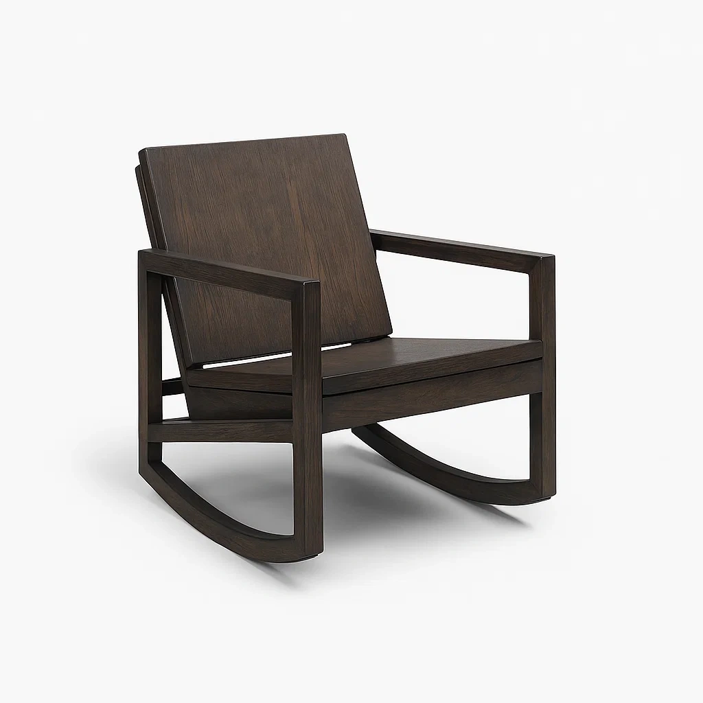 Chaise à bascule en bois massif marron