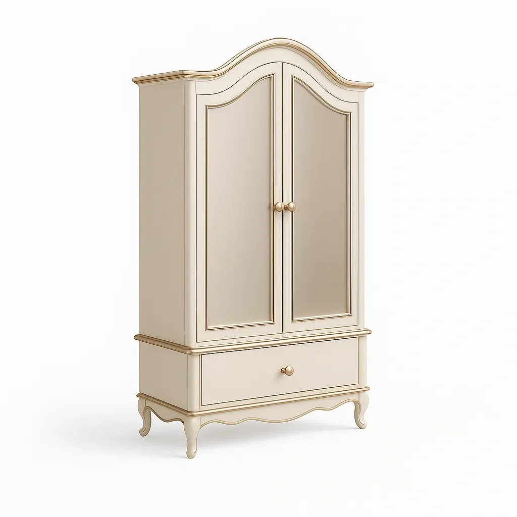 Armoire 2 portes en MDF finition crème dorée