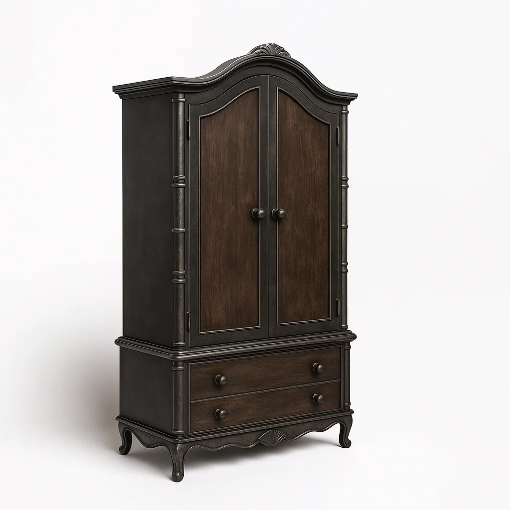 Armoire en MDF avec 2 portes et 2 tiroirs noire/marron