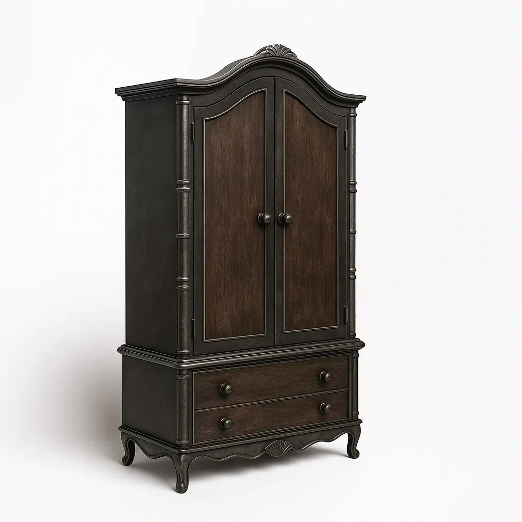 Armoire en MDF avec 2 portes et 2 tiroirs noire/marron