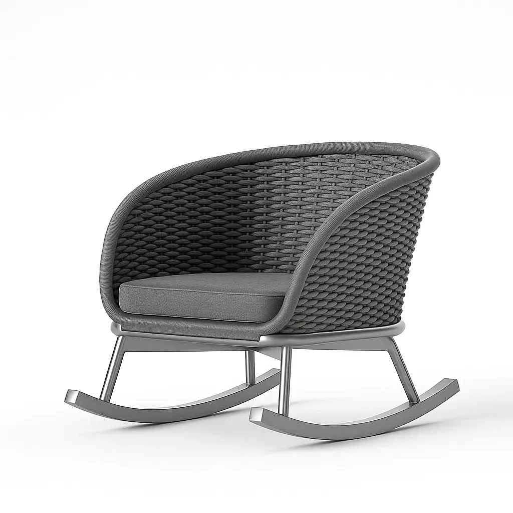 Chaise à bascule en aluminium et corde anthracite