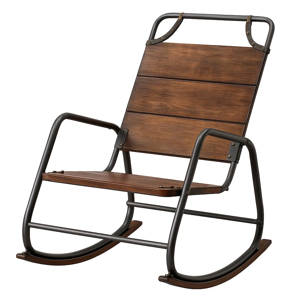 Chaise à bascule en bois et métal 85×60×90 cm