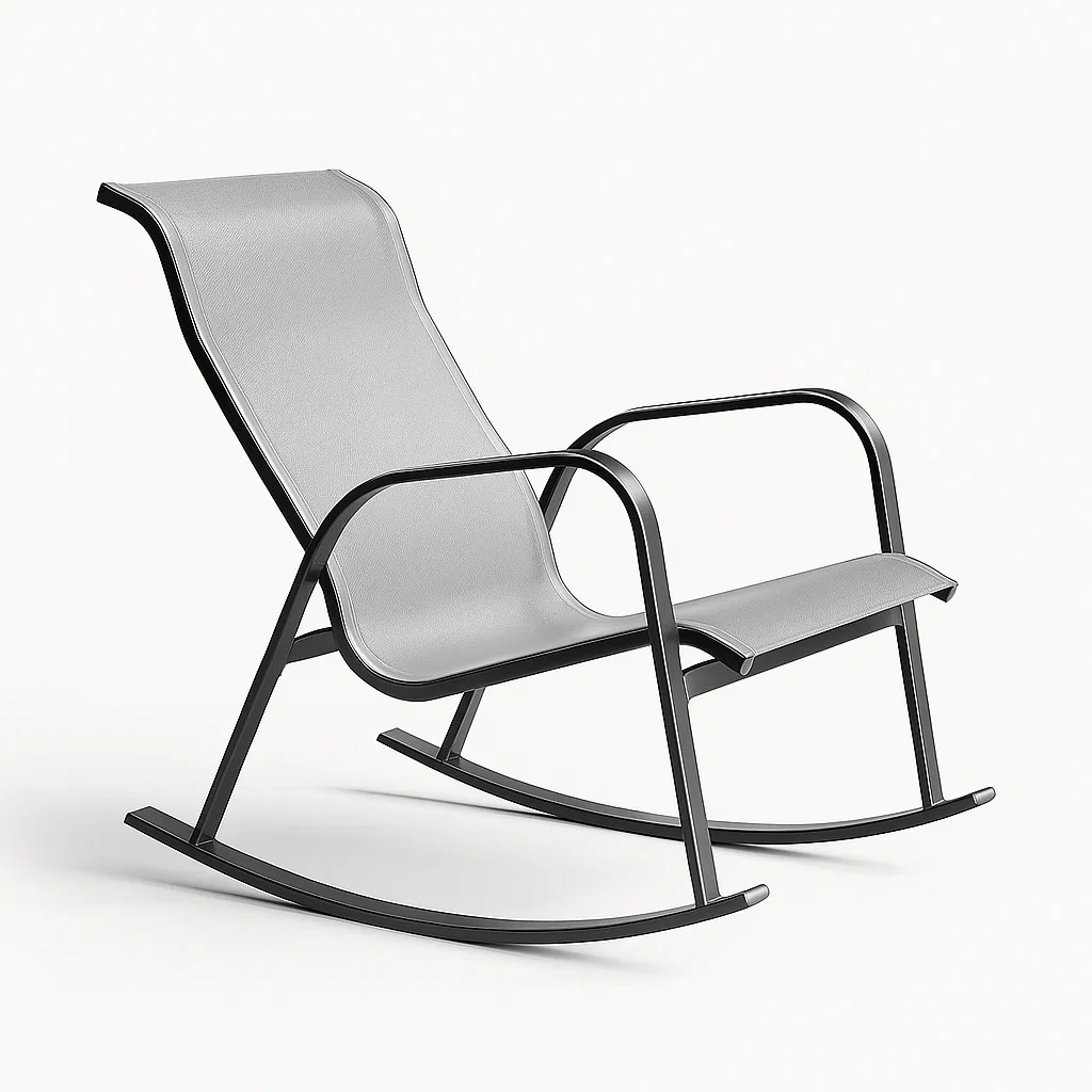 Chaise à bascule en acier et polyester gris