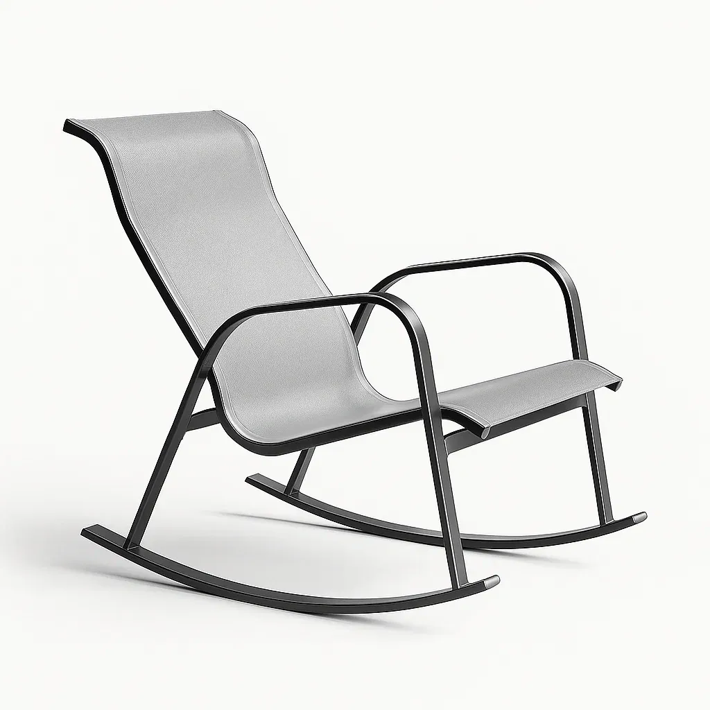 Chaise à bascule en acier et polyester gris