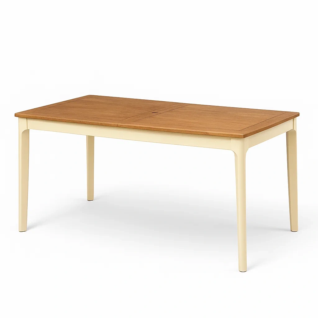 Table en bois MDF et massif beige 160×90×75 cm