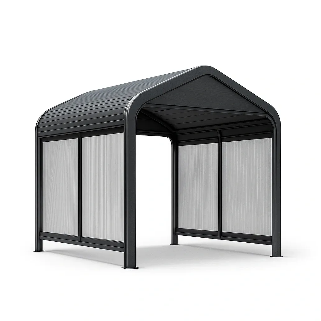 Abri de voiture en aluminium et polycarbonate gris