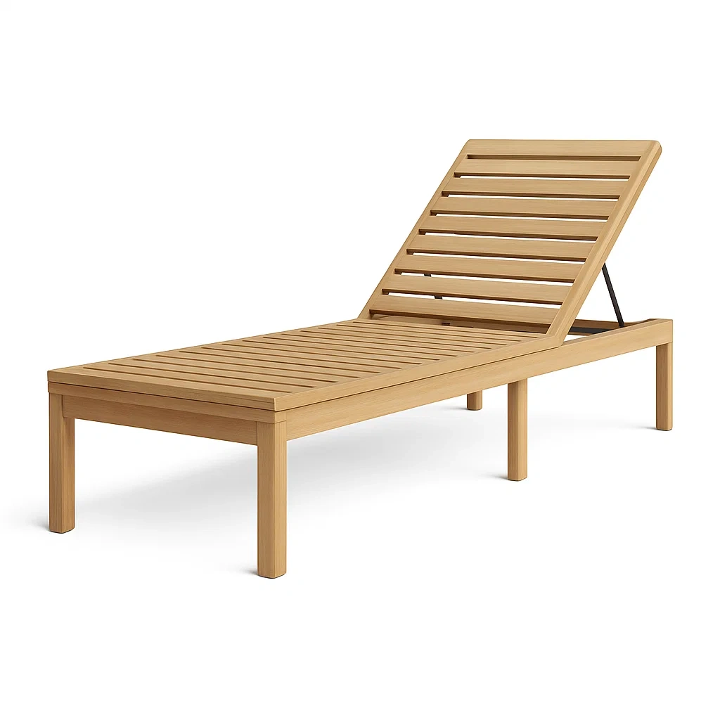 Chaise longue d’extérieur en bois massif réglable