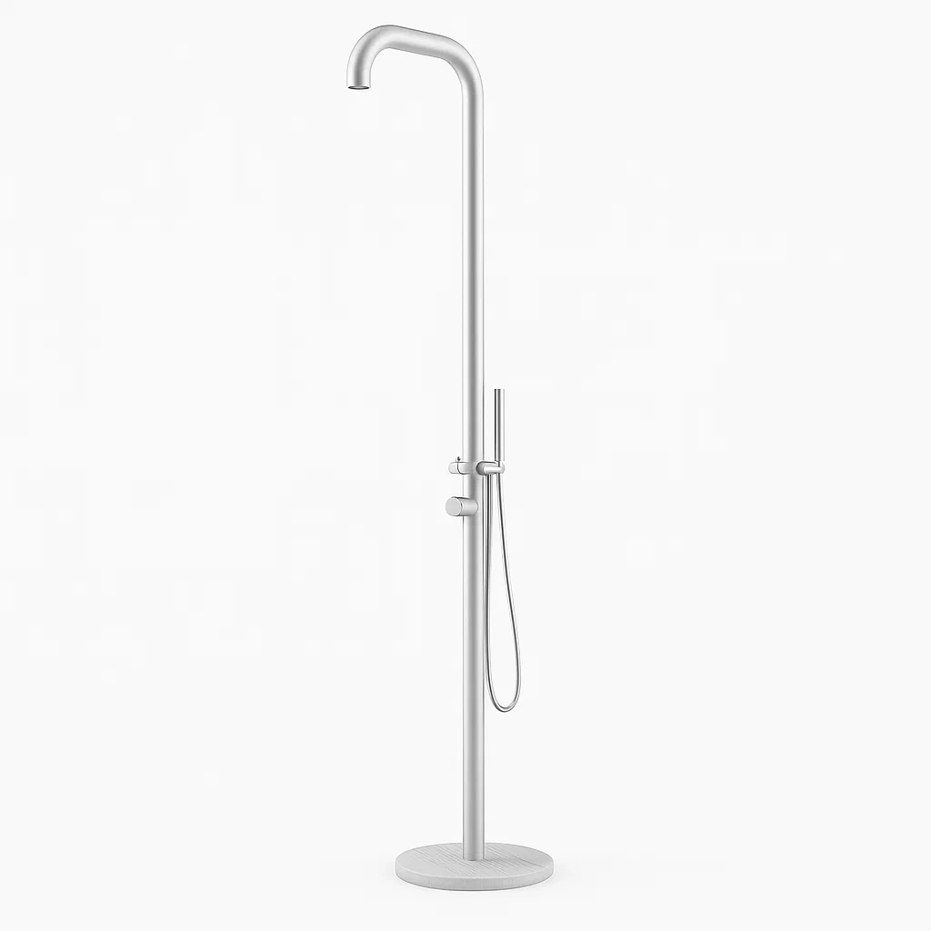 Douche d’extérieur en métal argenté hauteur 220 cm