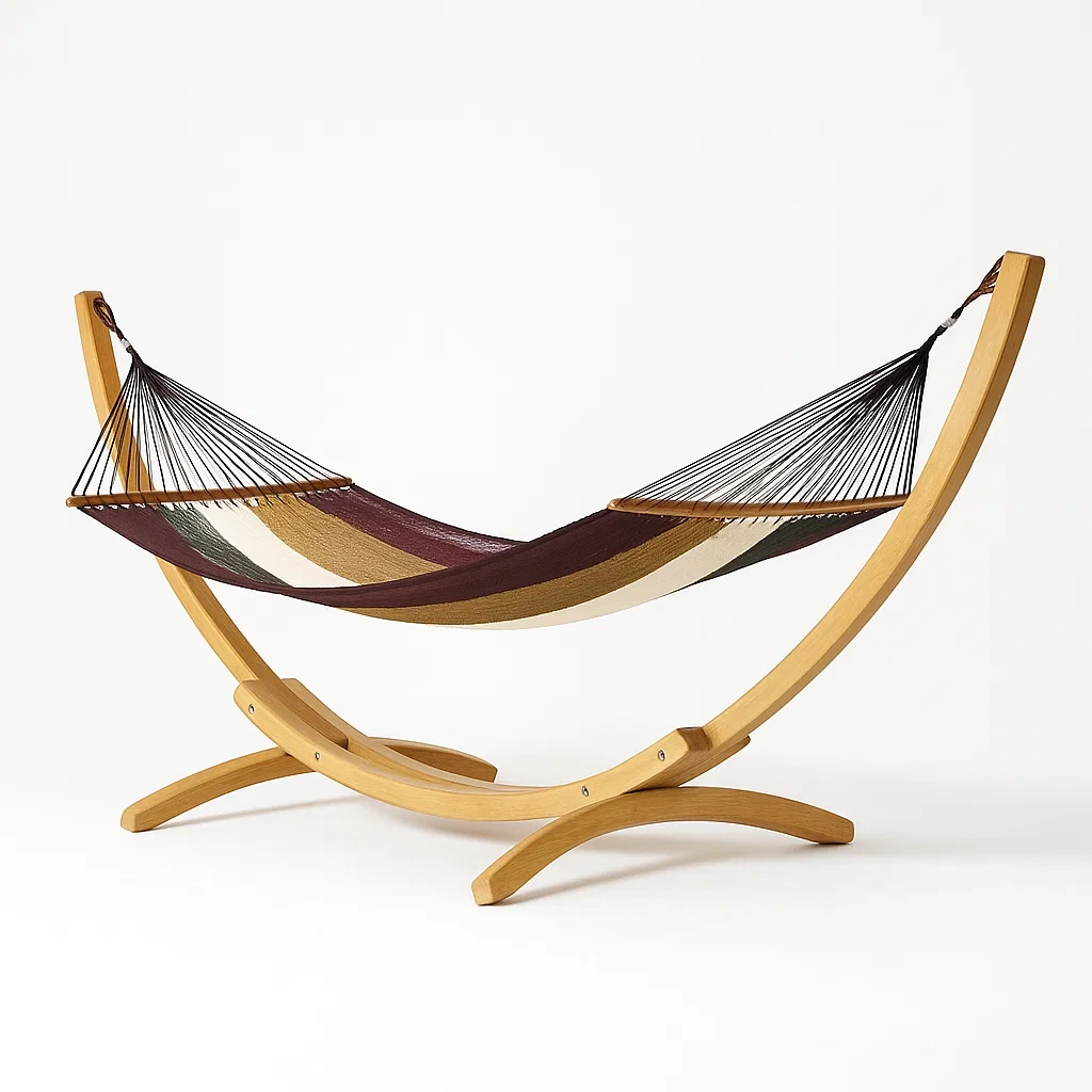 Hamac avec support en bois multicolore