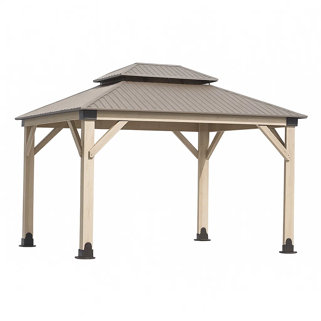 Pavillon de jardin en bois et métal avec toit