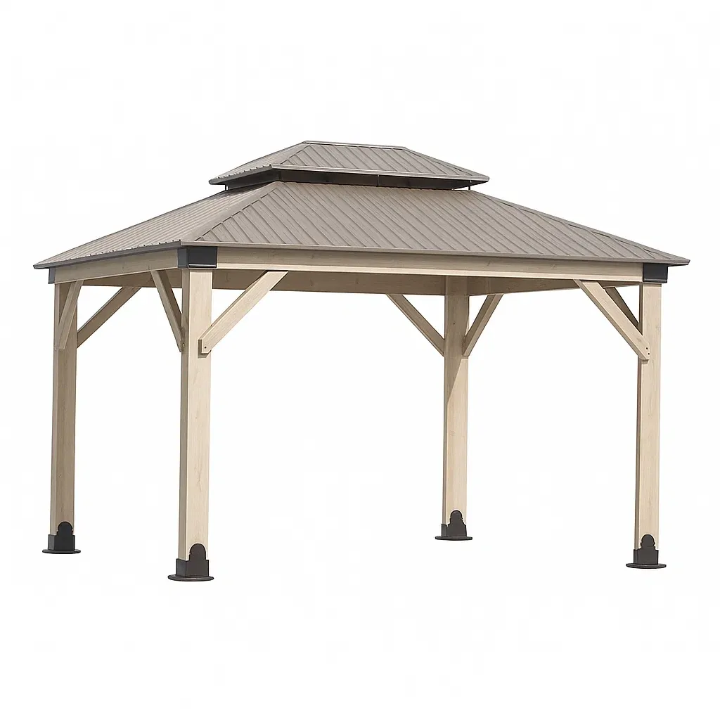 Pavillon de jardin en bois et métal avec toit