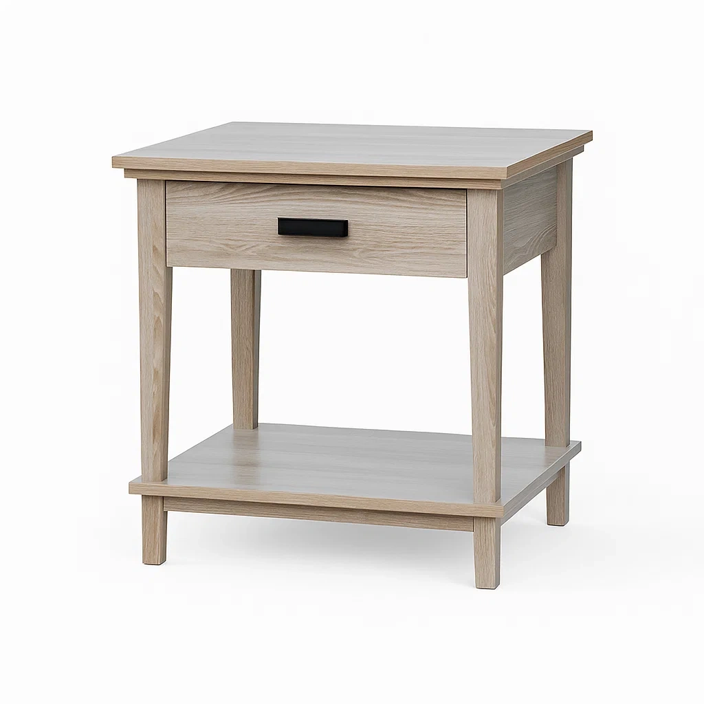 Table de chevet en bois avec tiroir et étagère 45×40×55 cm