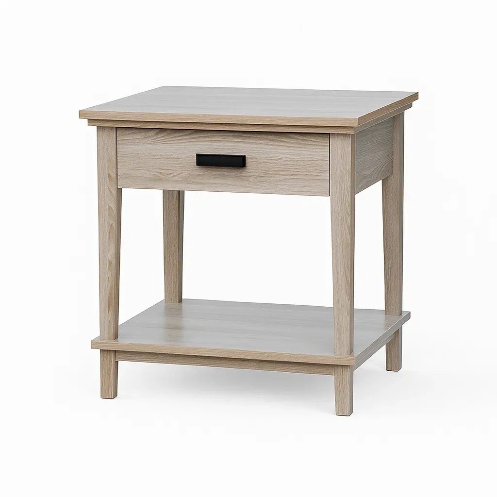 Table de chevet en bois avec tiroir et étagère 45×40×55 cm