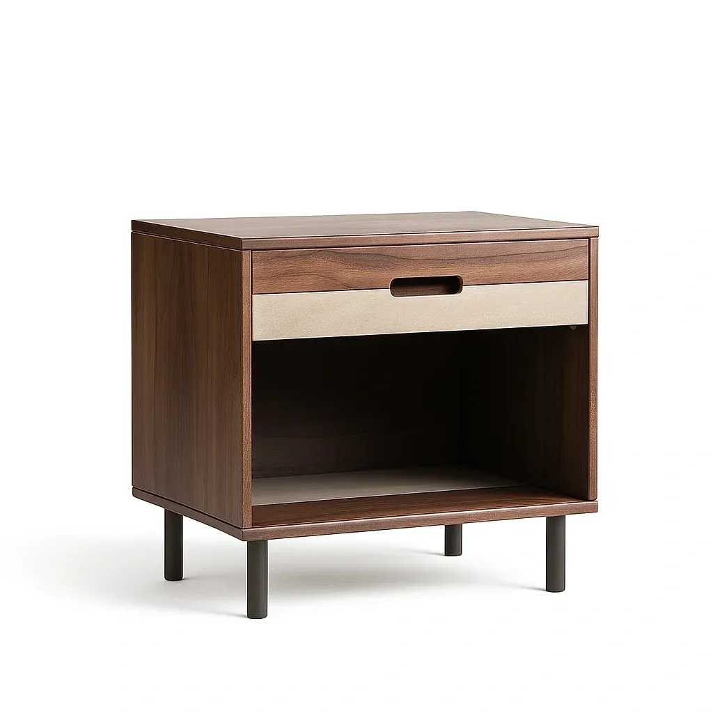 Table de chevet en bois MDF avec tiroir et rangement