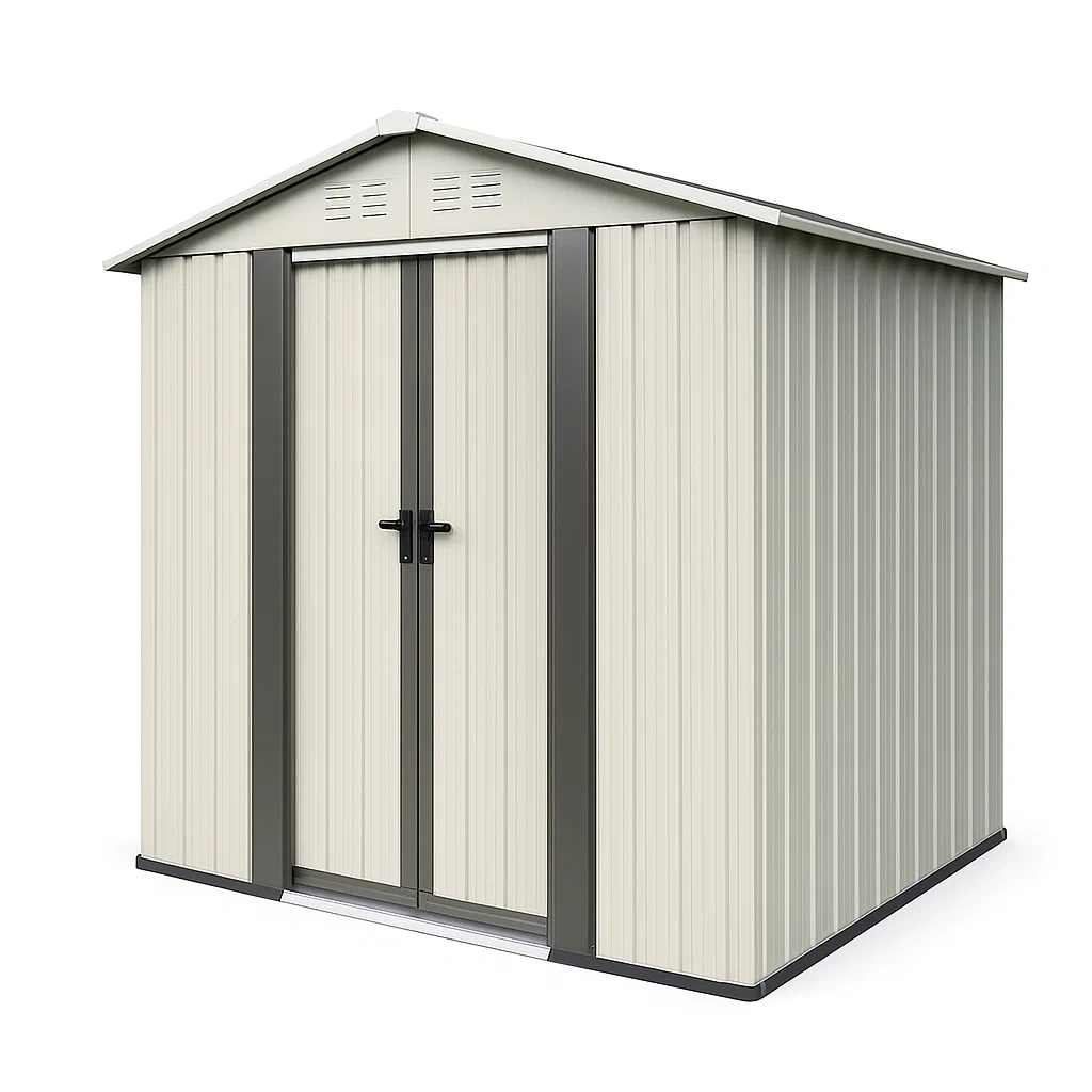 Abri de jardin en acier galvanisé 277×130×173 cm beige et gris