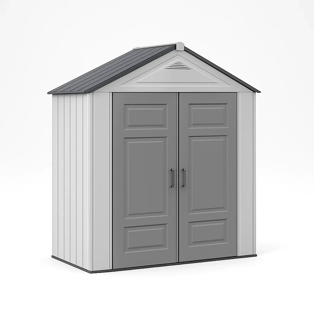 Abri de jardin en résine à double porte gris