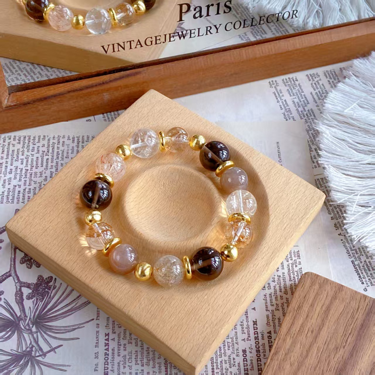 Natural gold foil, adhesive flower, milk tea, moonlight, black gold, ultra white, Ace crystal bracelet