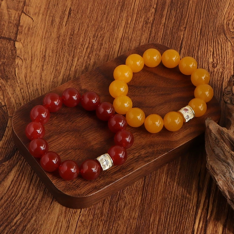 New Chinese-style natural red and yellow agate bead bracelet
