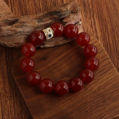 New Chinese-style natural red and yellow agate bead bracelet