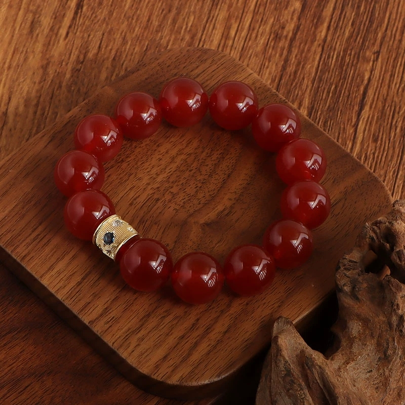 New Chinese-style natural red and yellow agate bead bracelet