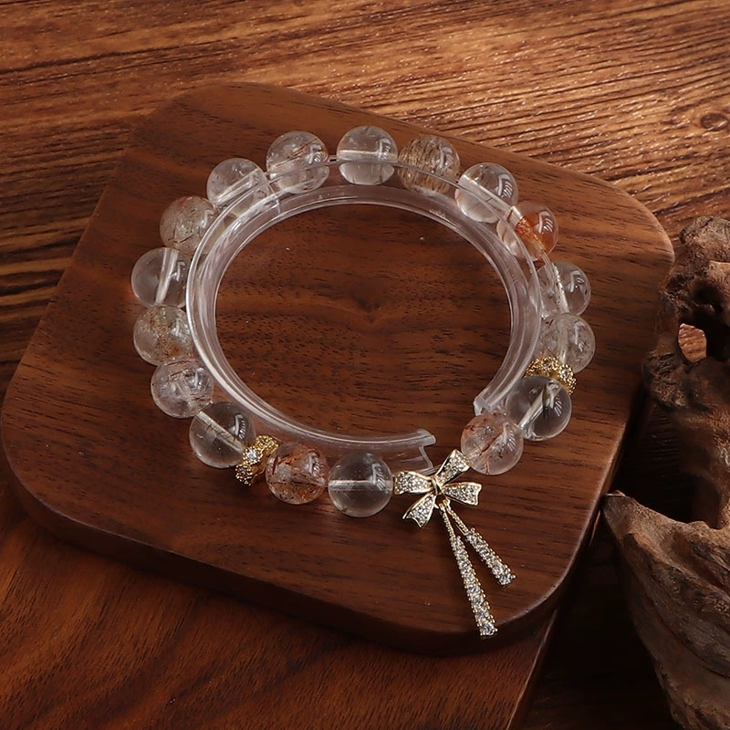 Natural black gold super seven crystal butterfly knot fringed bracelet