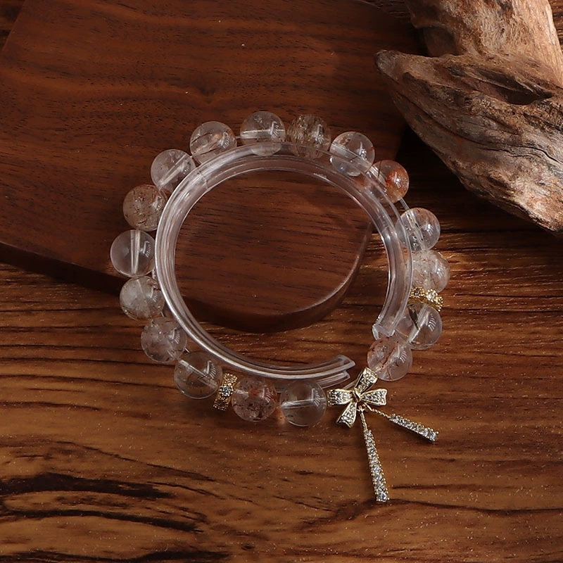 Natural black gold super seven crystal butterfly knot fringed bracelet