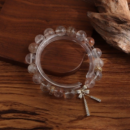 Natural black gold super seven crystal butterfly knot fringed bracelet