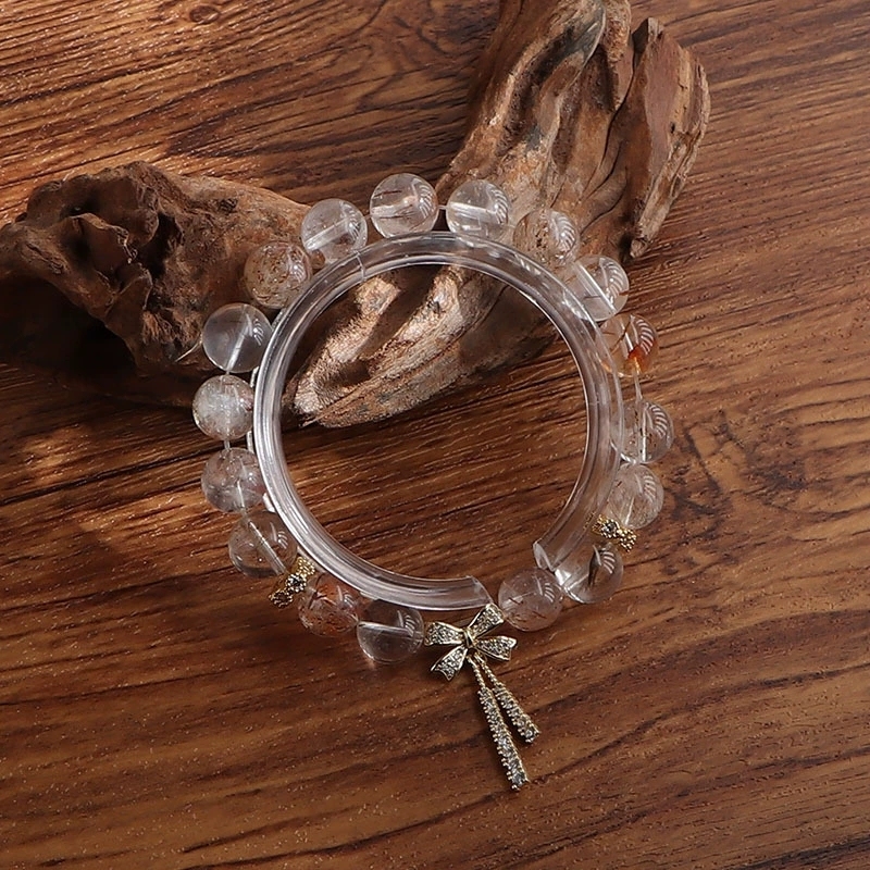 Natural black gold super seven crystal butterfly knot fringed bracelet