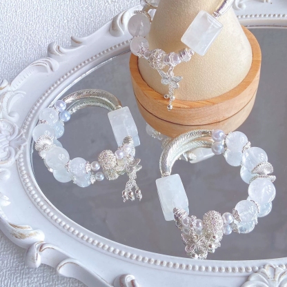 Natural white crystal white ghost no event card wedding dress white half bracelet