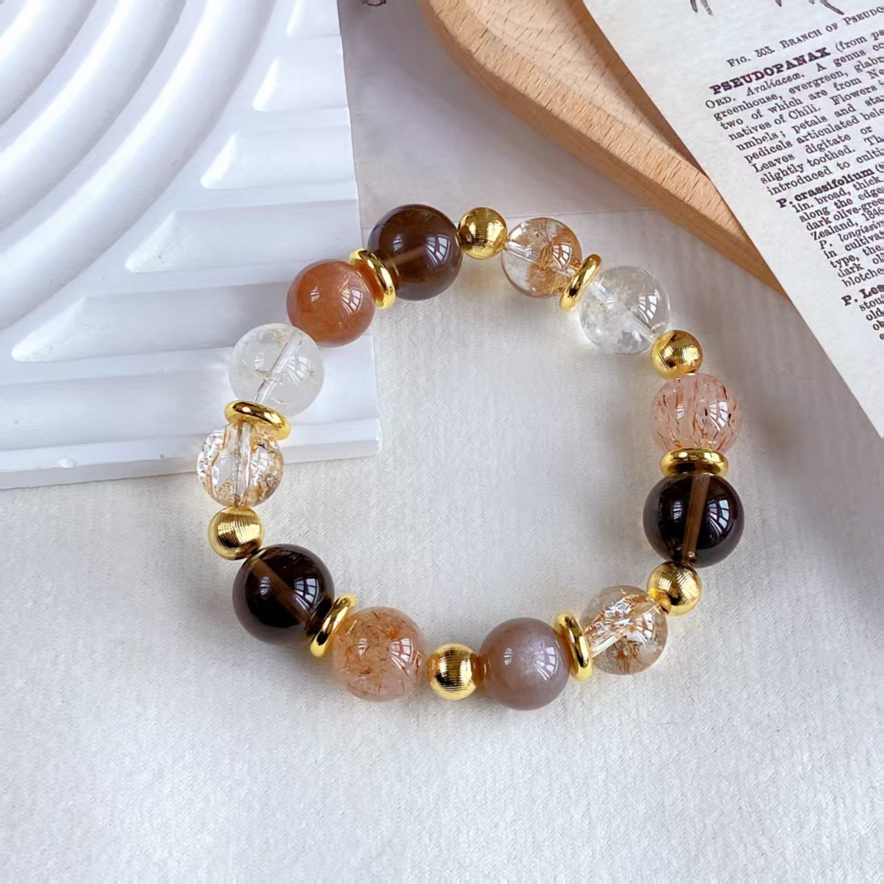 Natural gold foil, adhesive flower, milk tea, moonlight, black gold, ultra white, Ace crystal bracelet