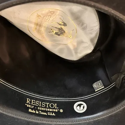 Resistol 4X Black Beaver Felt Western Hat 7 3/8 engraved silver cowboy wide brim