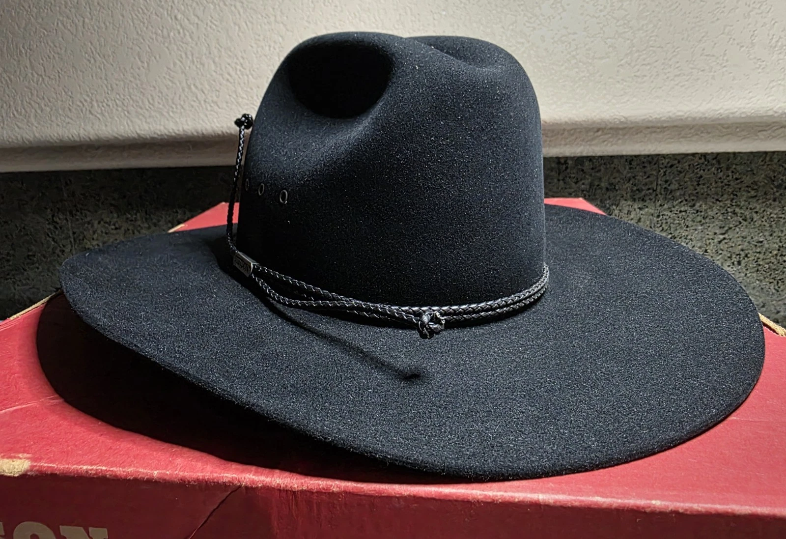 STETSON Long Oval Black Felt Hat | Classic Western Style