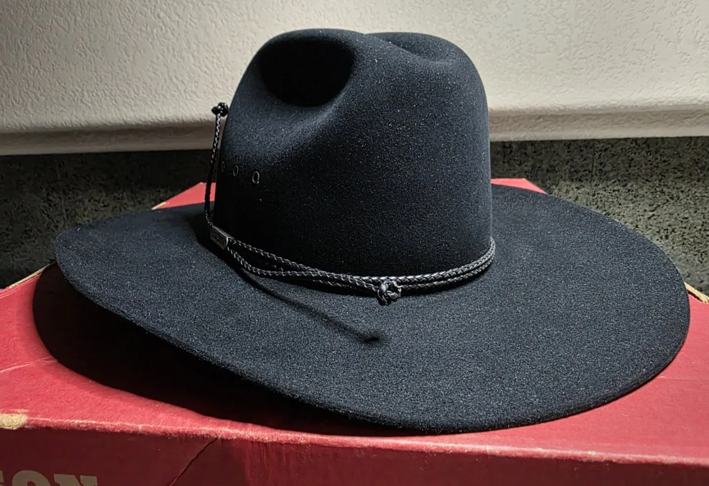 STETSON Long Oval Black Felt Hat | Classic Western Style