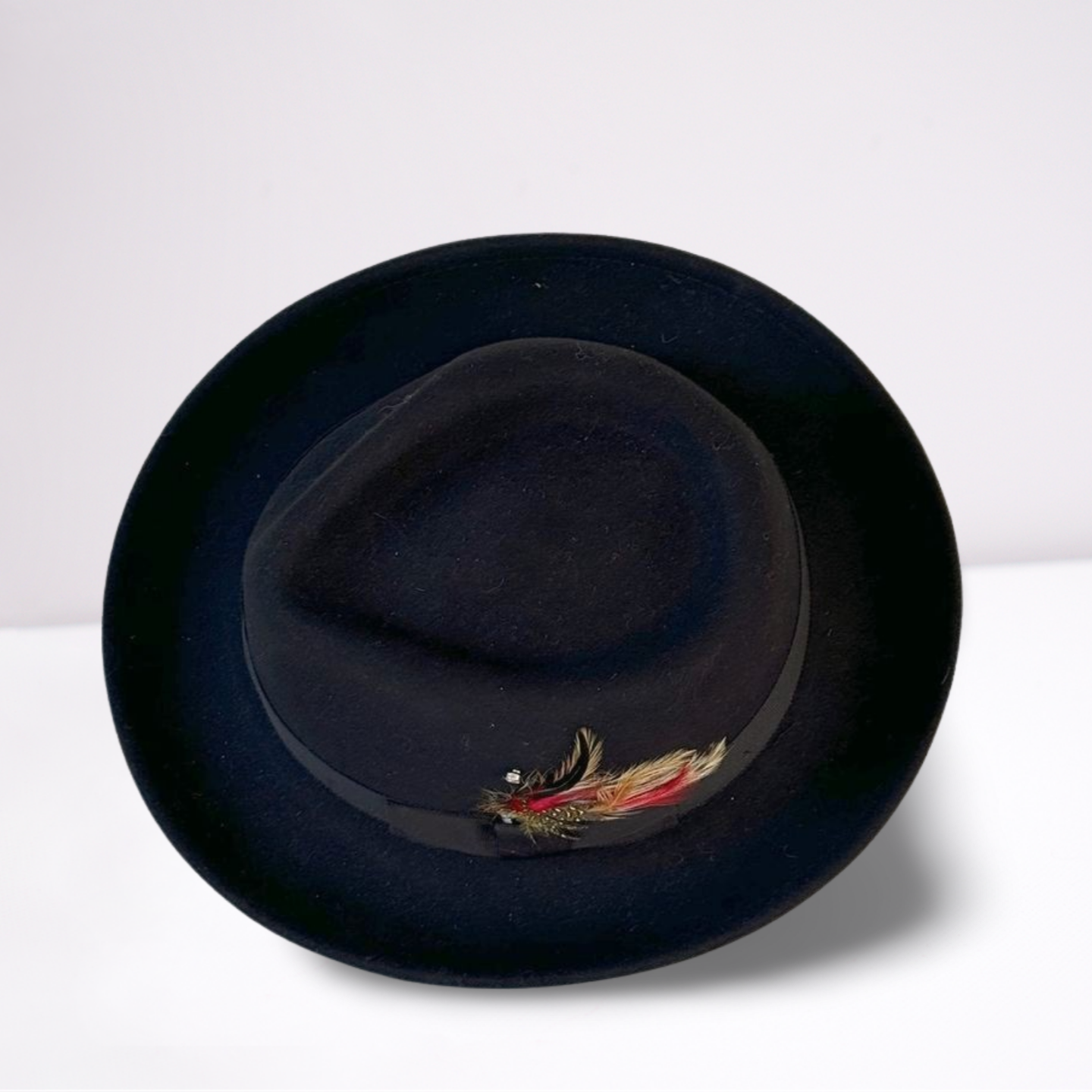 Black Ribbon Band Fedora Mens Hat