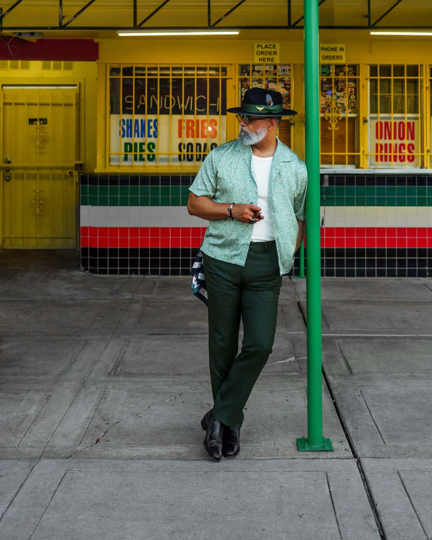 Ferguson Fedora Hat - Black + Green