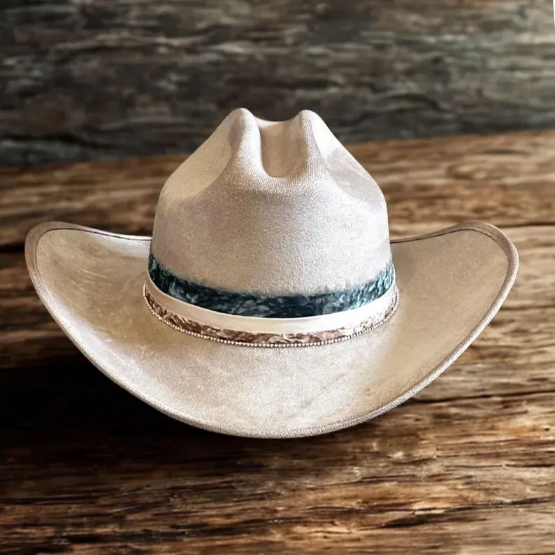 Cowgirl Hat – Velvet & Rhinestone Band -- Western fashion - Concert Hat