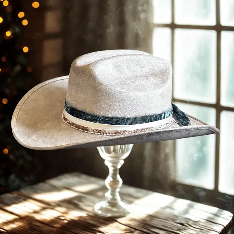 Cowgirl Hat – Velvet & Rhinestone Band -- Western fashion - Concert Hat