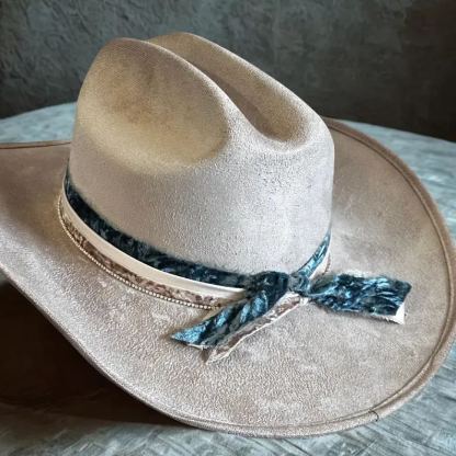 Cowgirl Hat – Velvet & Rhinestone Band -- Western fashion - Concert Hat