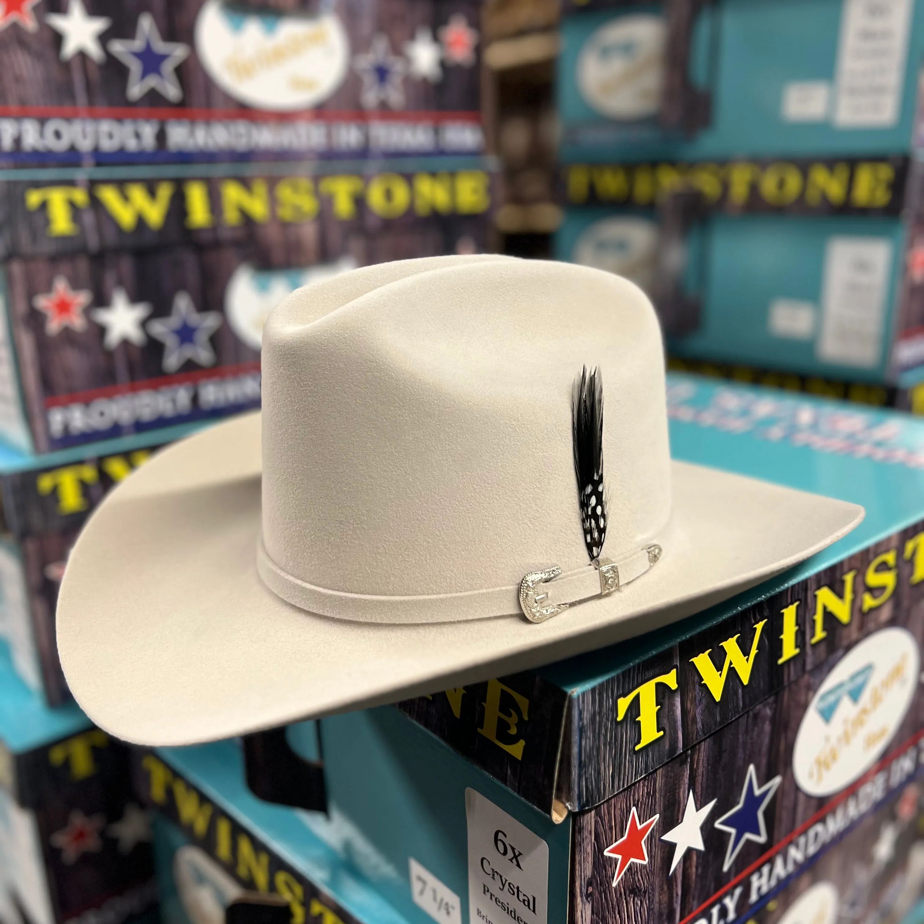 Twinstone 6x Rancher CRYSTAL Felt Hat Horma SINALOA (Copa Mediana Falda/Brim 3.5")