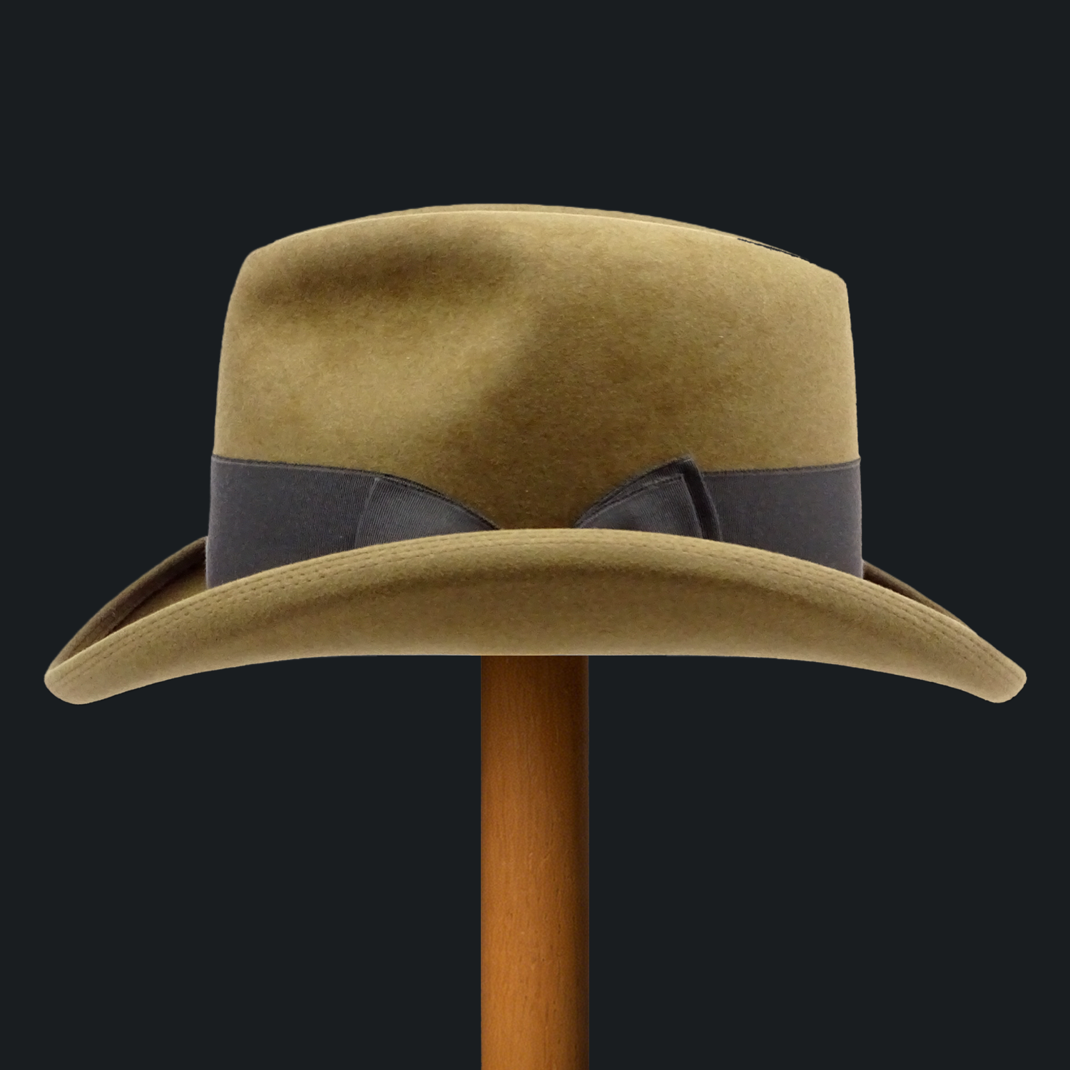 Vintage Textured Khaki Wool Fedora