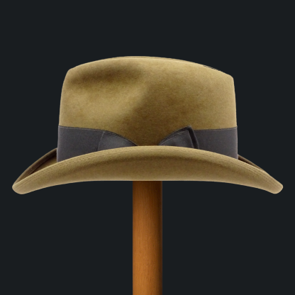 Vintage Textured Khaki Wool Fedora