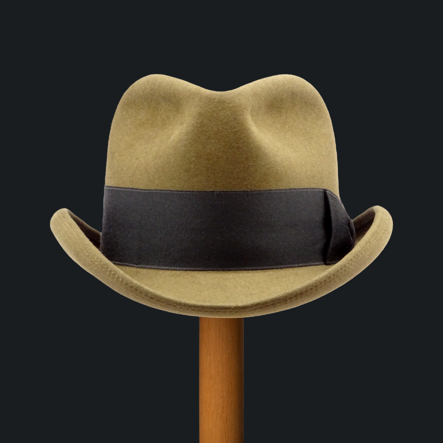 Vintage Textured Khaki Wool Fedora