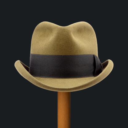 Vintage Textured Khaki Wool Fedora