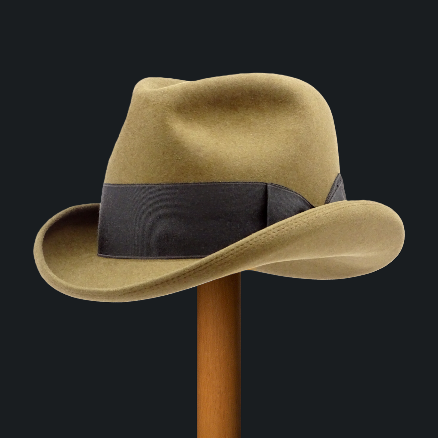 Vintage Textured Khaki Wool Fedora