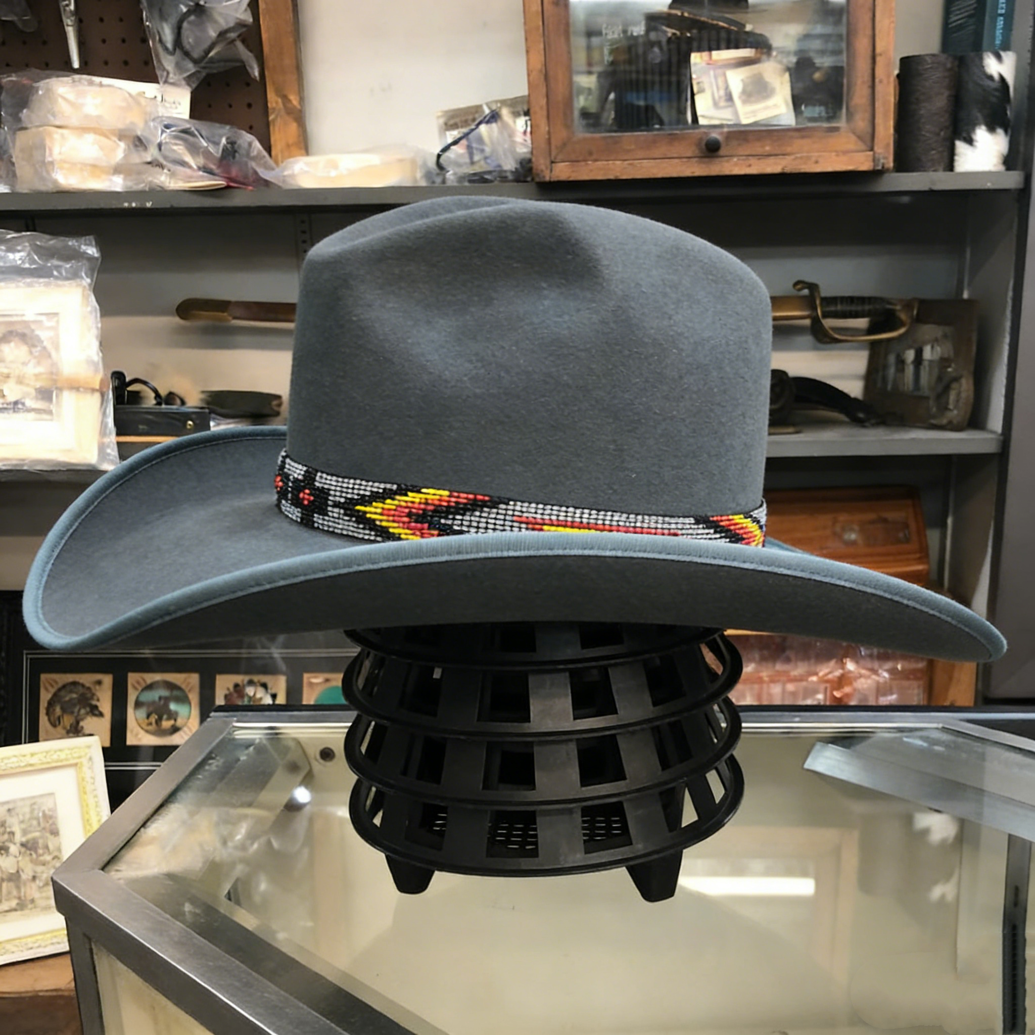 Gray Arrow Beaded Cowboy Hat