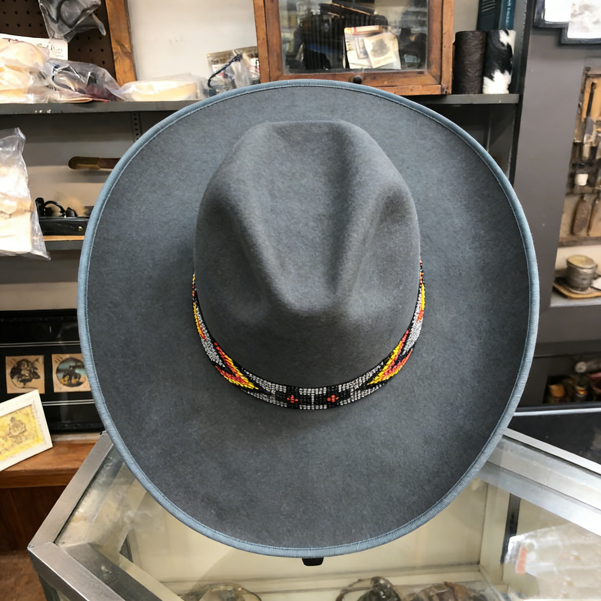 Gray Arrow Beaded Cowboy Hat